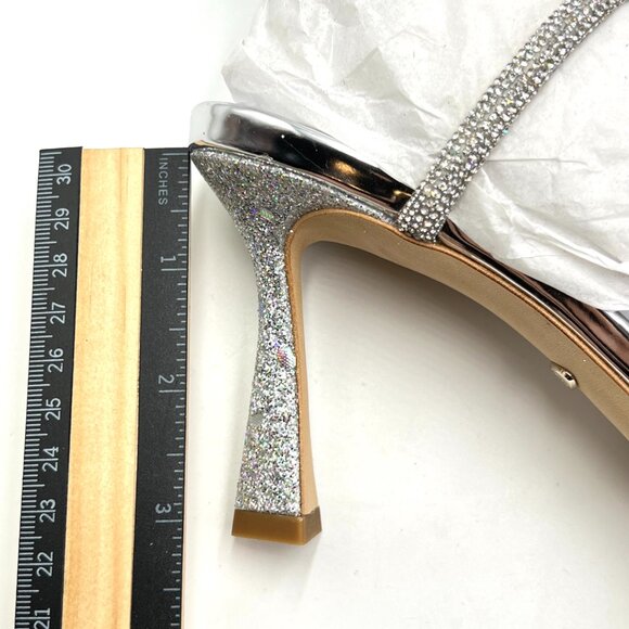 Badgley Mischka Womens Size 6 Kamilah‎ Silver Sparkly Jeweled Heels Pumps Shoes - Picture 13 of 14